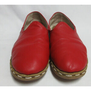 Sabah Shoes Men's 44 Red Leather Slip On Loafer Comfort Classic Minimalist